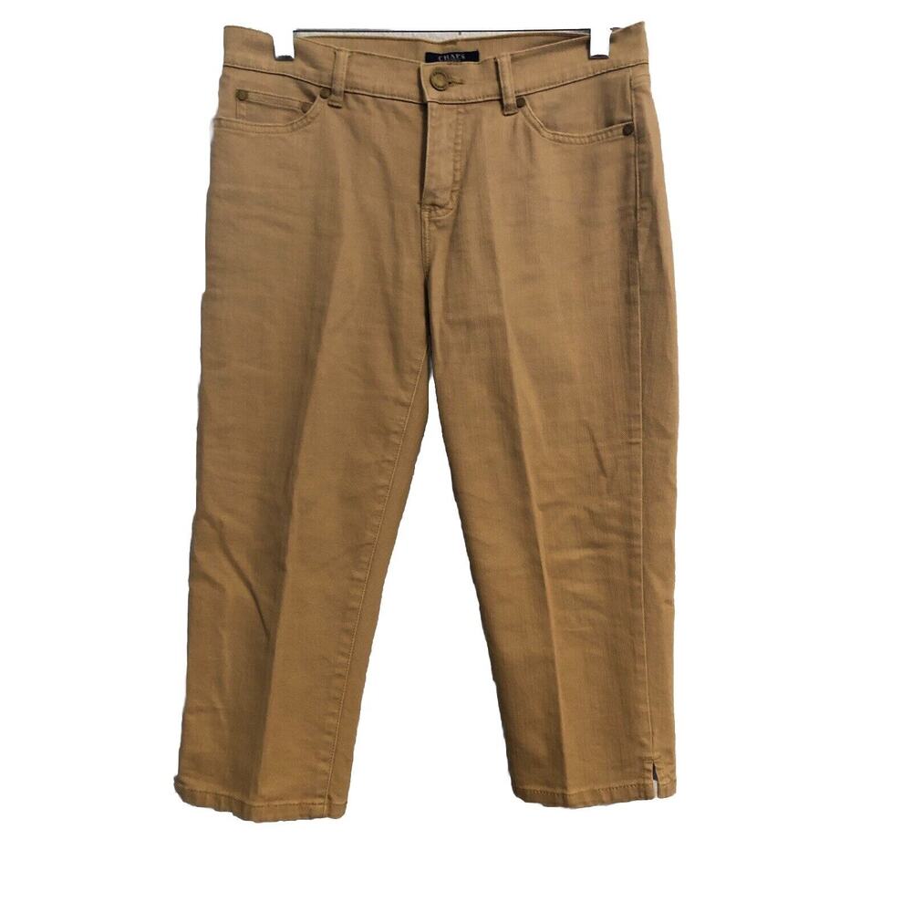 Chaps Womens Capri Pants Size 4 Petite Tan Brown Cottagecore‎ Classy Minimal
